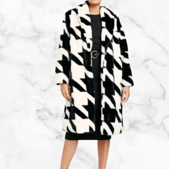 NWT | SERGIO HUDSON x Target Houndstooth Faux Fur Coat Size XL - Picture 1 of 11